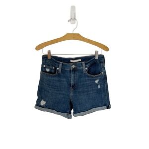 Levi’s Distressed Rolled Hem Mid Length Shorts Women’s 29
